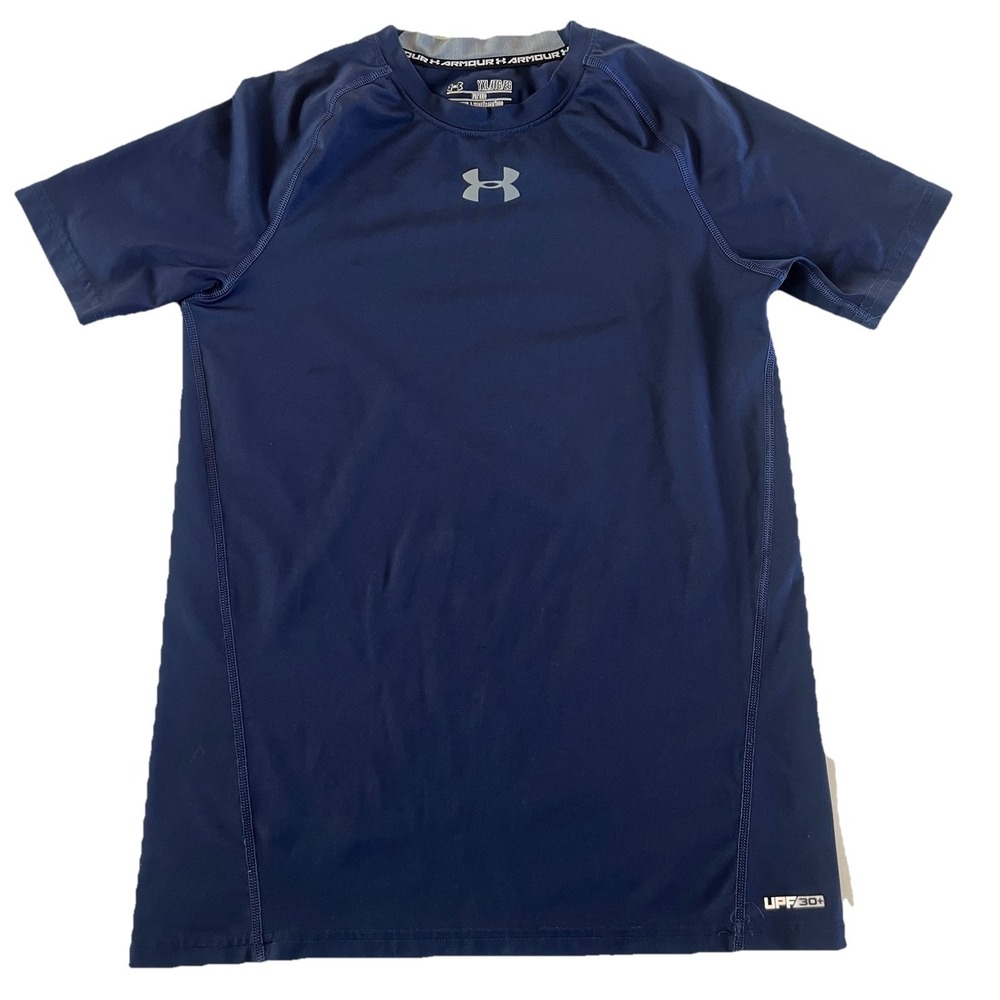 Under Armour Heatgear UPF 30 Fitted Athletic Shirt Navy Boys Youth Size XL